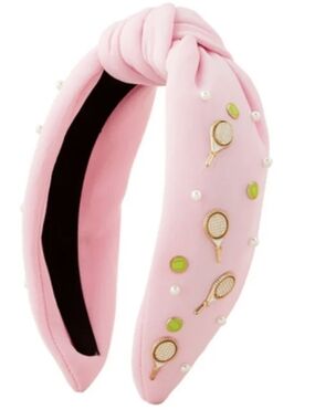 NWT- Pink Pearl & Tennis Charm Knotted Headband
